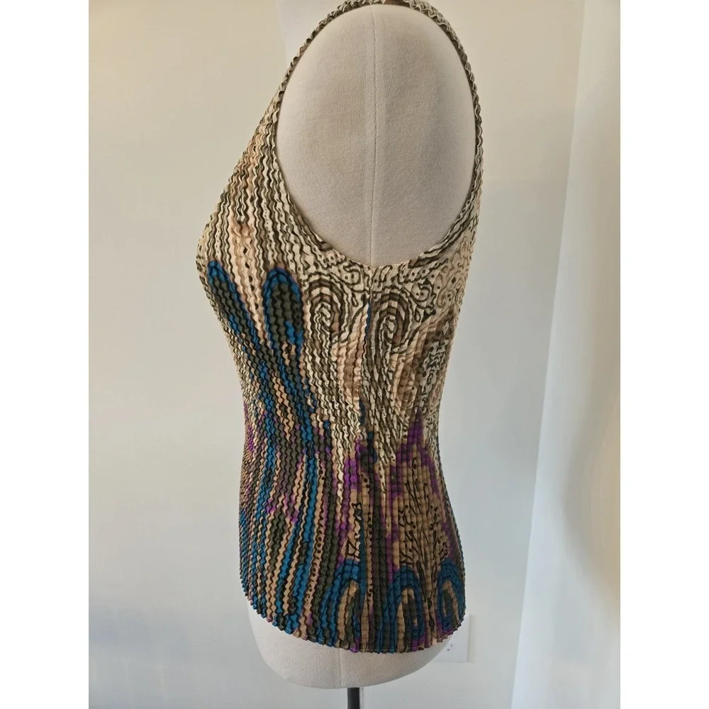 Nicola Multi-Colored Tank Top M Stretchy Crinkle Pleat Y2K 2000s Fairycore - Picture 2 of 6